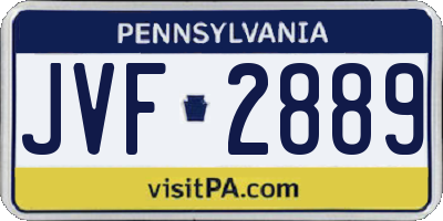 PA license plate JVF2889