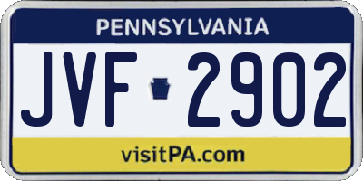 PA license plate JVF2902