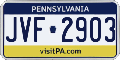 PA license plate JVF2903