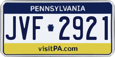 PA license plate JVF2921