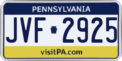 PA license plate JVF2925