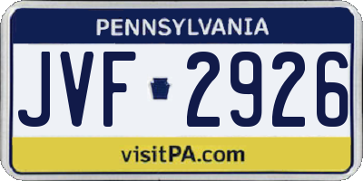 PA license plate JVF2926