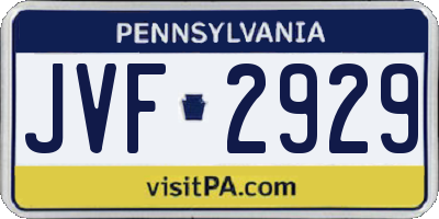 PA license plate JVF2929