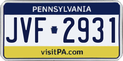 PA license plate JVF2931
