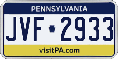 PA license plate JVF2933