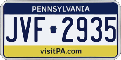 PA license plate JVF2935