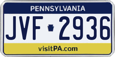 PA license plate JVF2936