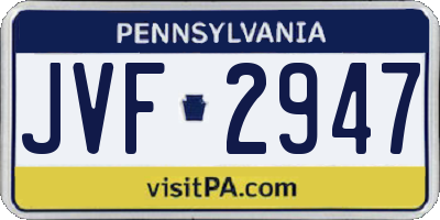 PA license plate JVF2947
