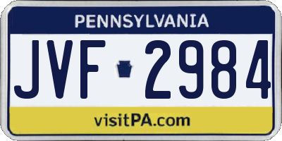 PA license plate JVF2984