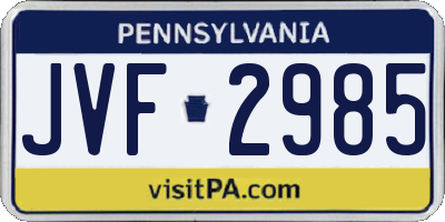PA license plate JVF2985