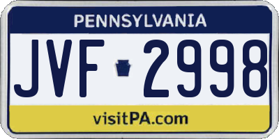 PA license plate JVF2998