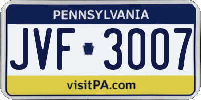 PA license plate JVF3007