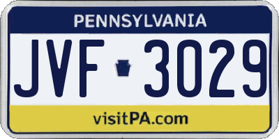 PA license plate JVF3029