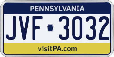 PA license plate JVF3032