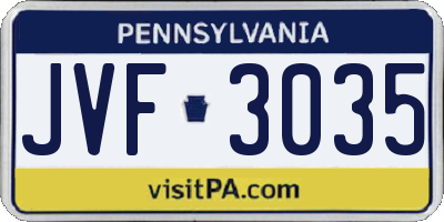 PA license plate JVF3035