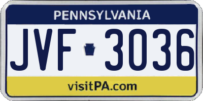 PA license plate JVF3036