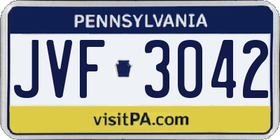 PA license plate JVF3042