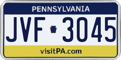 PA license plate JVF3045