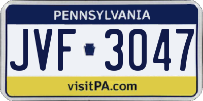 PA license plate JVF3047