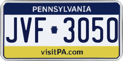 PA license plate JVF3050