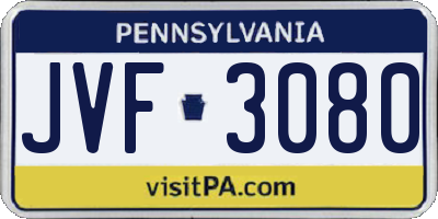 PA license plate JVF3080