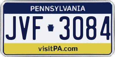 PA license plate JVF3084