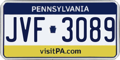 PA license plate JVF3089