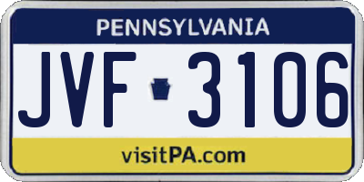 PA license plate JVF3106