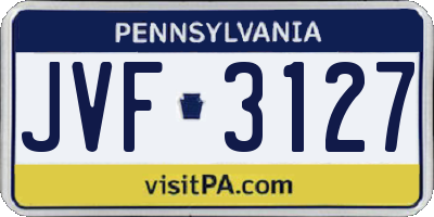 PA license plate JVF3127