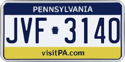 PA license plate JVF3140