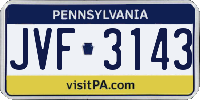 PA license plate JVF3143