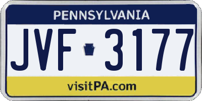 PA license plate JVF3177