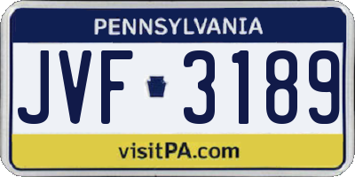 PA license plate JVF3189