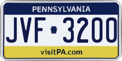 PA license plate JVF3200