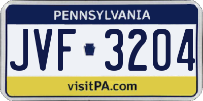 PA license plate JVF3204
