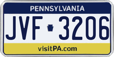 PA license plate JVF3206