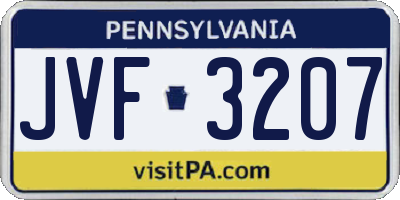 PA license plate JVF3207