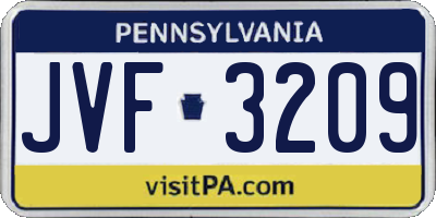PA license plate JVF3209