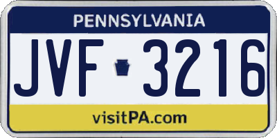 PA license plate JVF3216