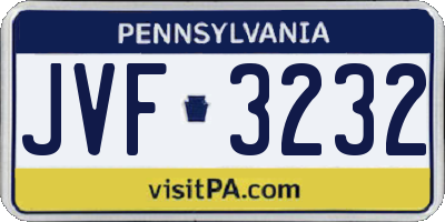 PA license plate JVF3232