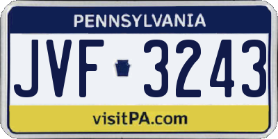 PA license plate JVF3243