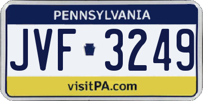 PA license plate JVF3249