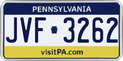 PA license plate JVF3262