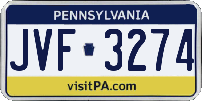 PA license plate JVF3274