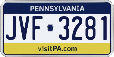 PA license plate JVF3281