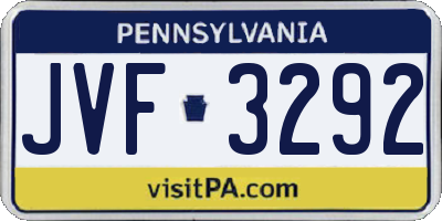 PA license plate JVF3292