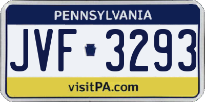 PA license plate JVF3293