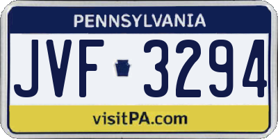 PA license plate JVF3294