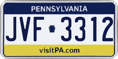 PA license plate JVF3312