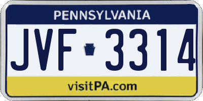 PA license plate JVF3314